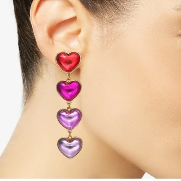 Isaac Mizrahi Jewelry - Isaac Mizhari Linear Heart drop gold/multi earrings